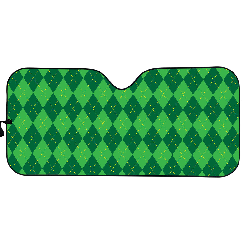 Green Argyle Pattern Print Car Sun Shade