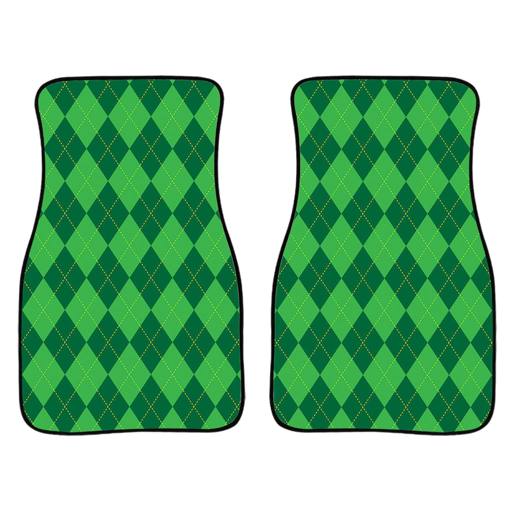 Green Argyle Pattern Print Front Car Floor Mats