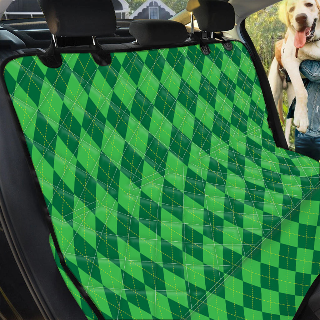 Green Argyle Pattern Print Pet Car Back Seat Cover