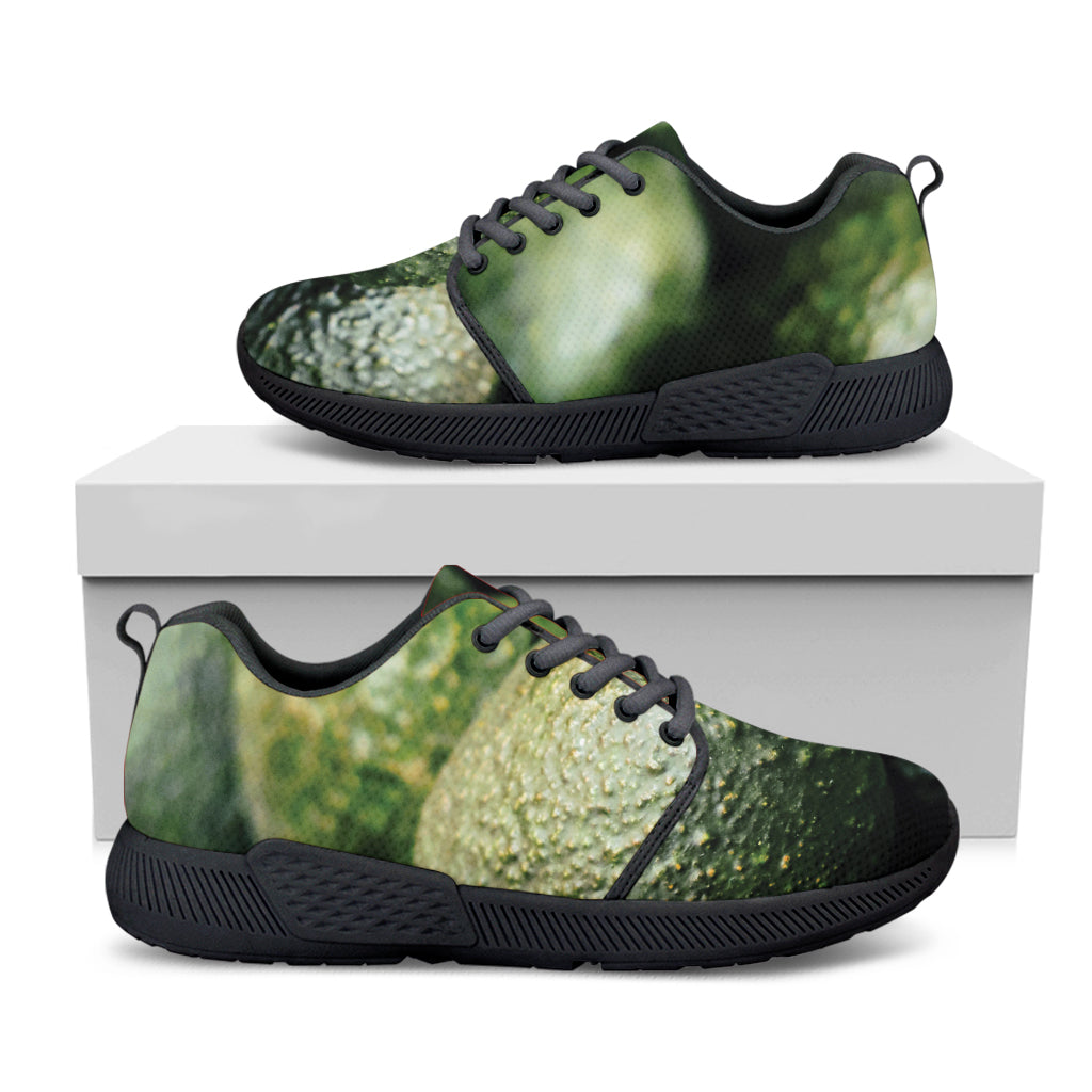 Green Avocado Print Black Athletic Shoes