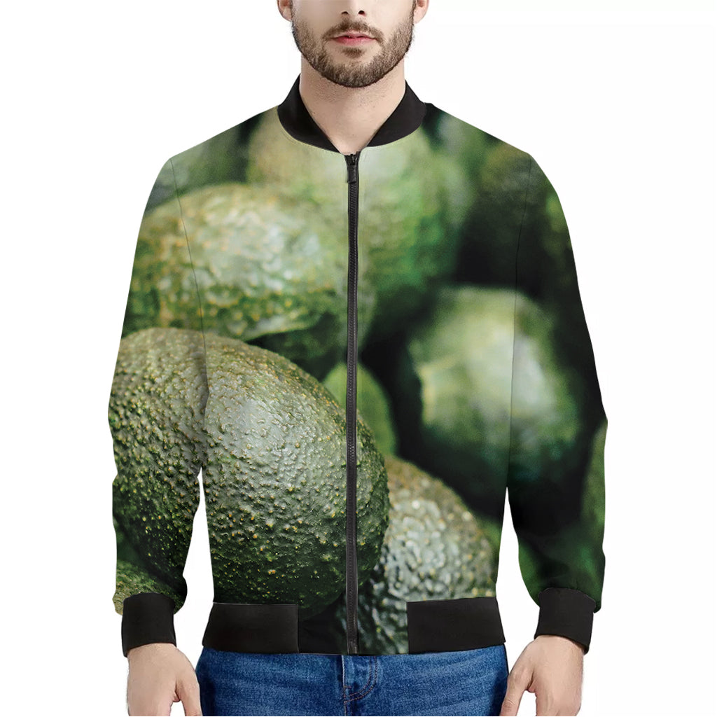 Green Avocado Print Men's Bomber Jacket