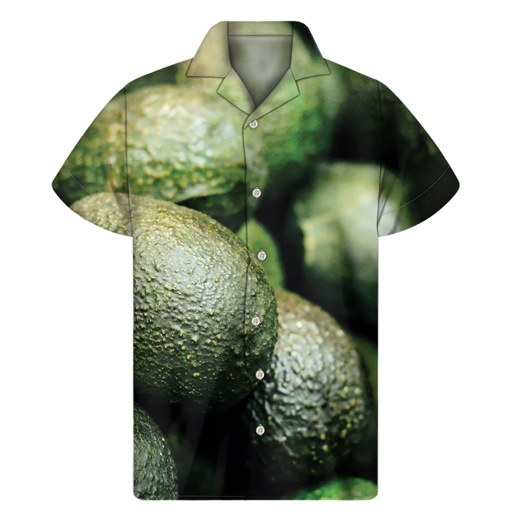 Green Avocado Print Men's Short Sleeve Shirt