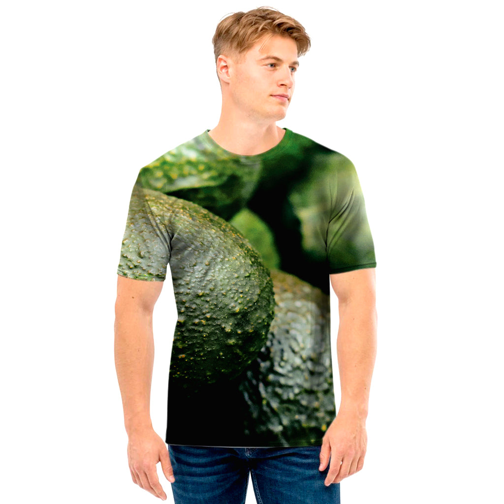 Green Avocado Print Men's T-Shirt