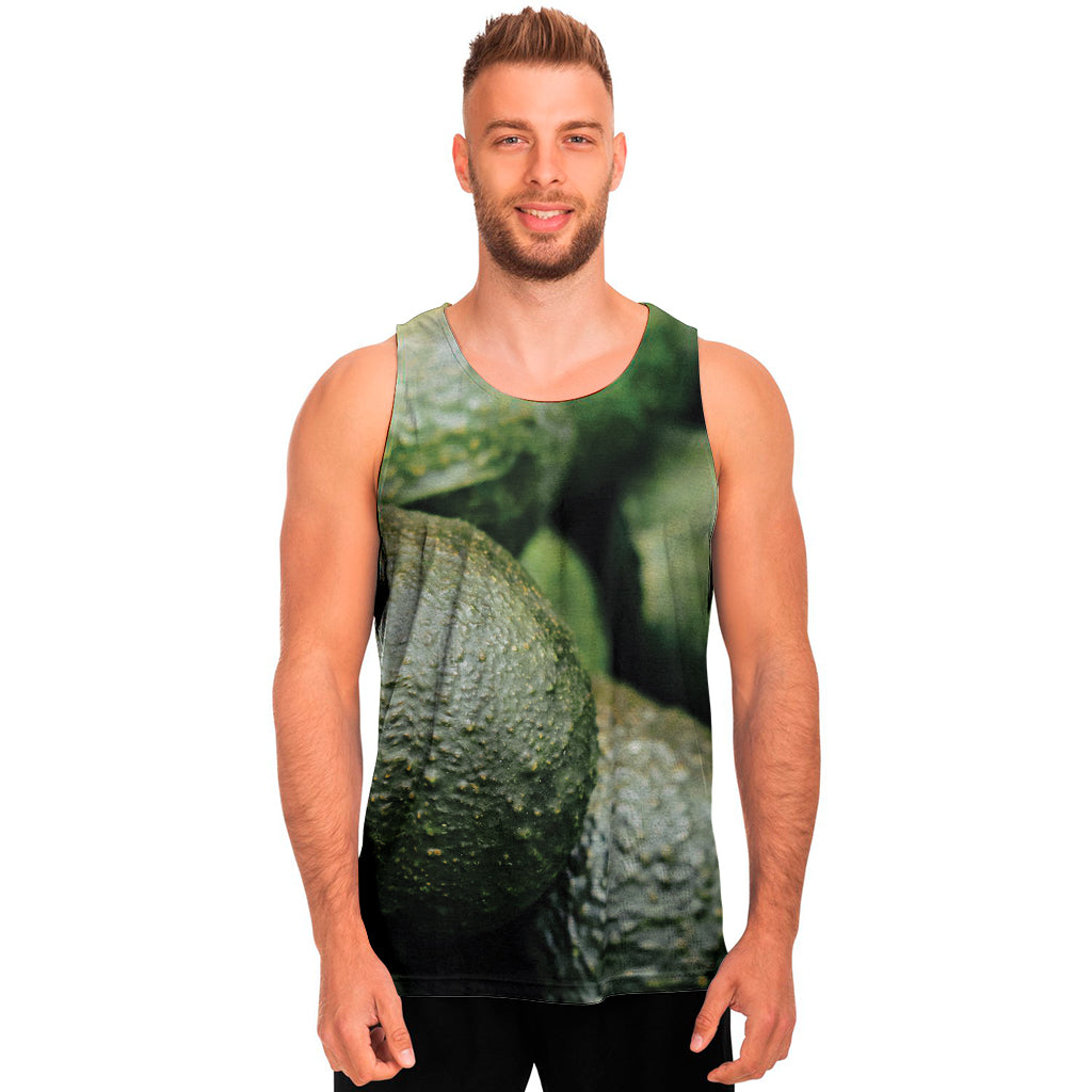 Green Avocado Print Men's Tank Top