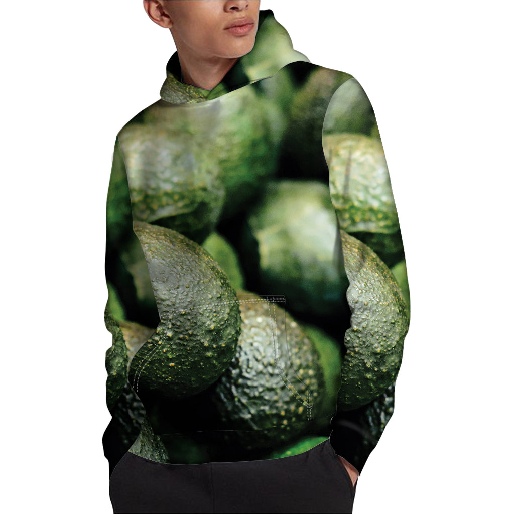 Green Avocado Print Pullover Hoodie