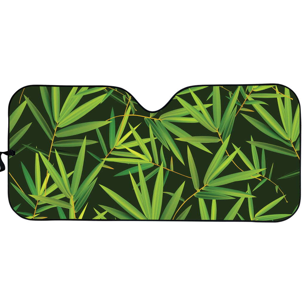 Green Bamboo Leaf Pattern Print Car Sun Shade