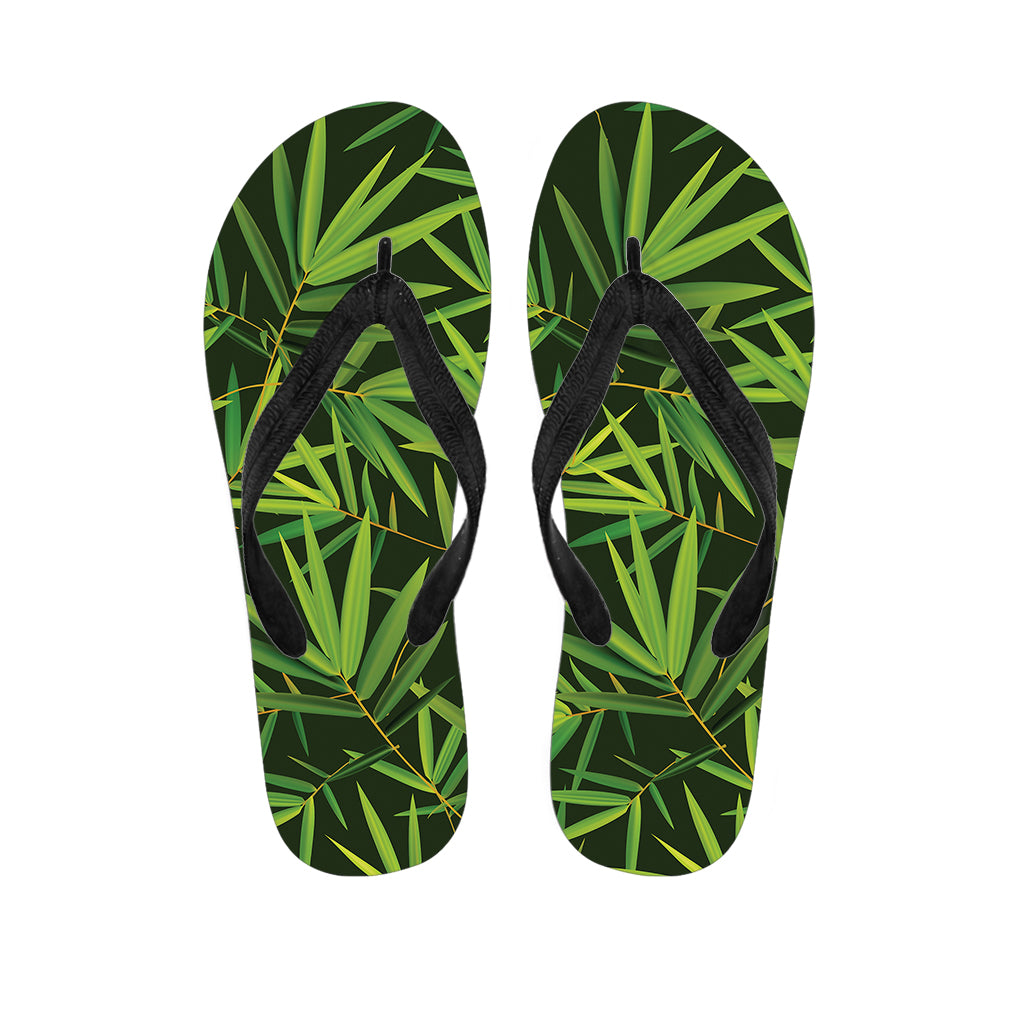 Green Bamboo Leaf Pattern Print Flip Flops