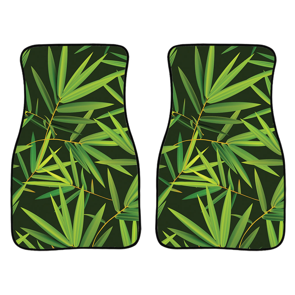 Green Bamboo Leaf Pattern Print Front Car Floor Mats