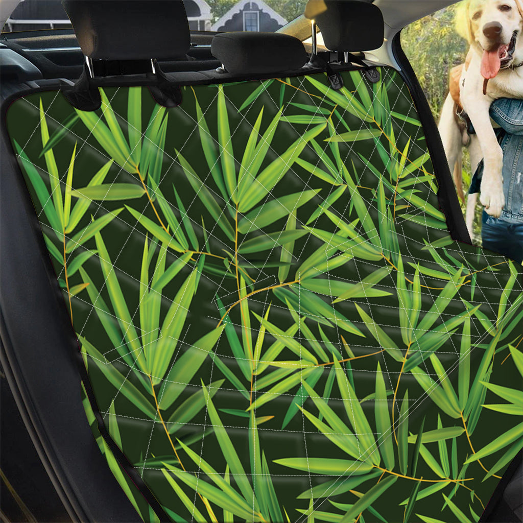 Green Bamboo Leaf Pattern Print Pet Car Back Seat Cover