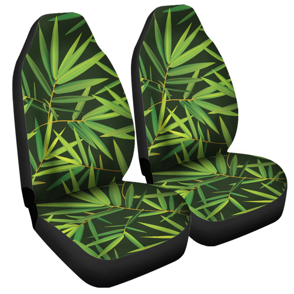 Green Bamboo Leaf Pattern Print Universal Fit Car Seat Covers