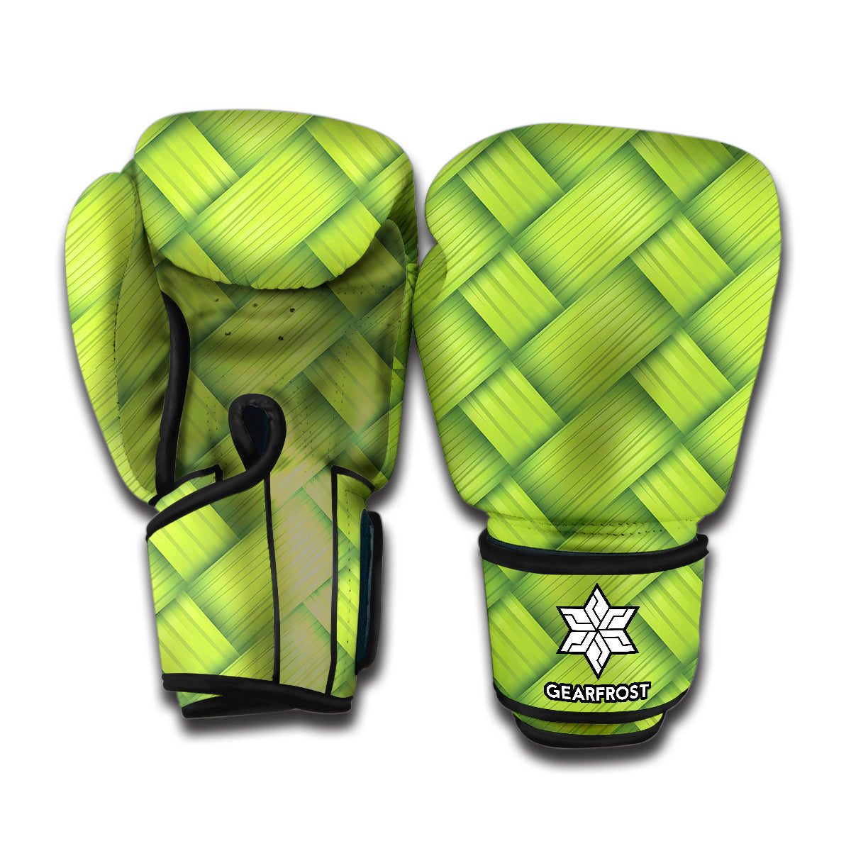 Green Bamboo Texture Print Boxing Gloves