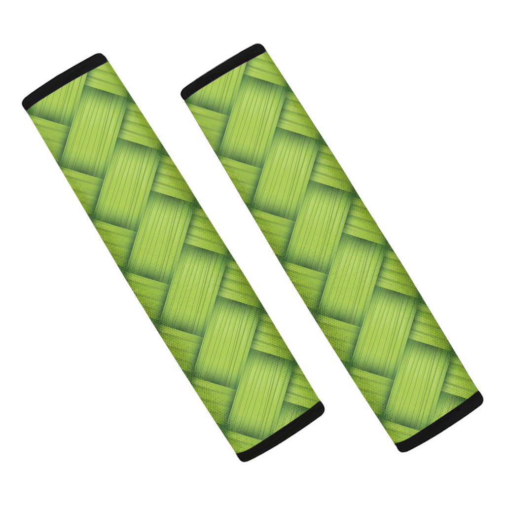 Green Bamboo Texture Print Car Seat Belt Covers