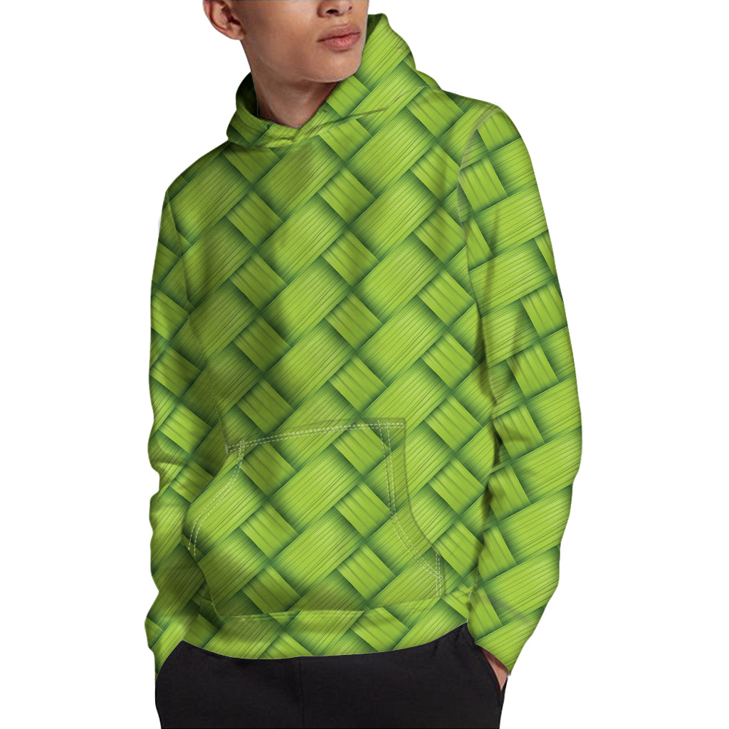 Green Bamboo Texture Print Pullover Hoodie