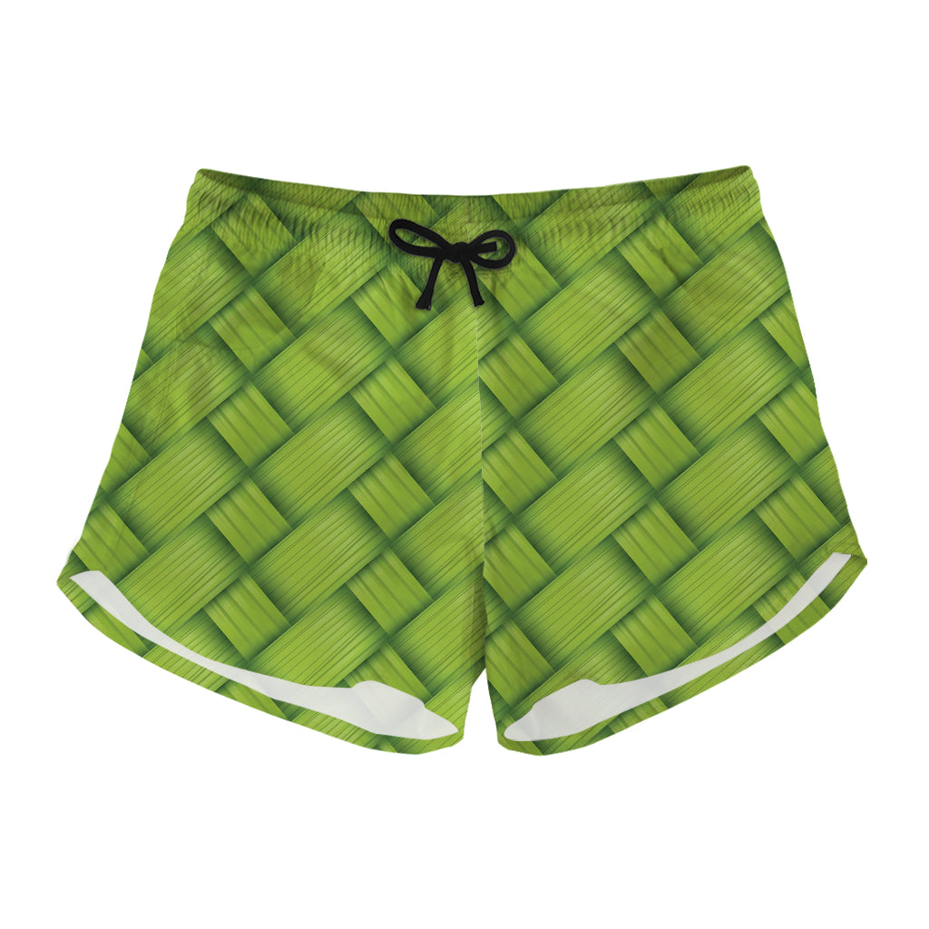 Green Bamboo Texture Print Women's Shorts