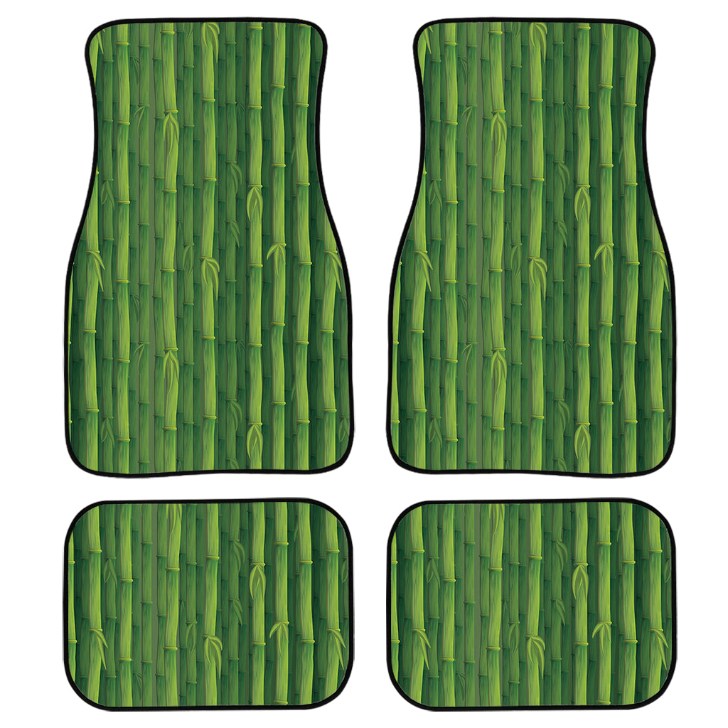 Green Bamboo Tree Pattern Print Front and Back Car Floor Mats