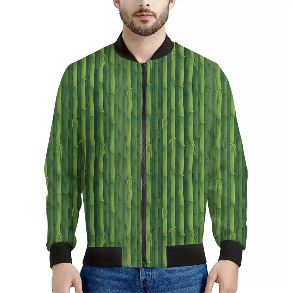 Green Bamboo Tree Pattern Print Men's Bomber Jacket