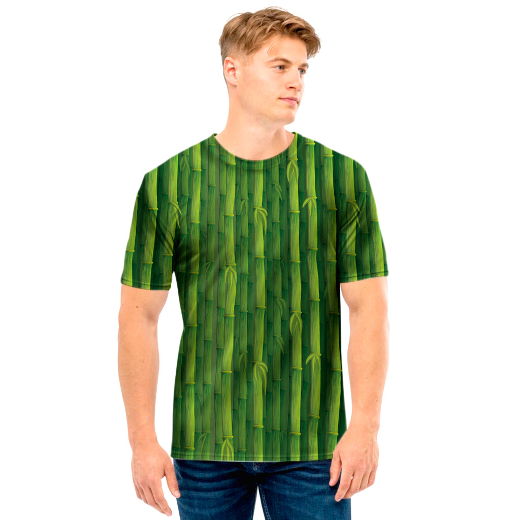 Green Bamboo Tree Pattern Print Men's T-Shirt