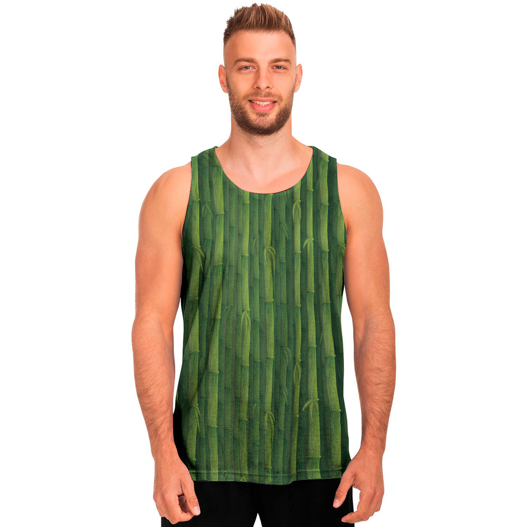 Green Bamboo Tree Pattern Print Men's Tank Top