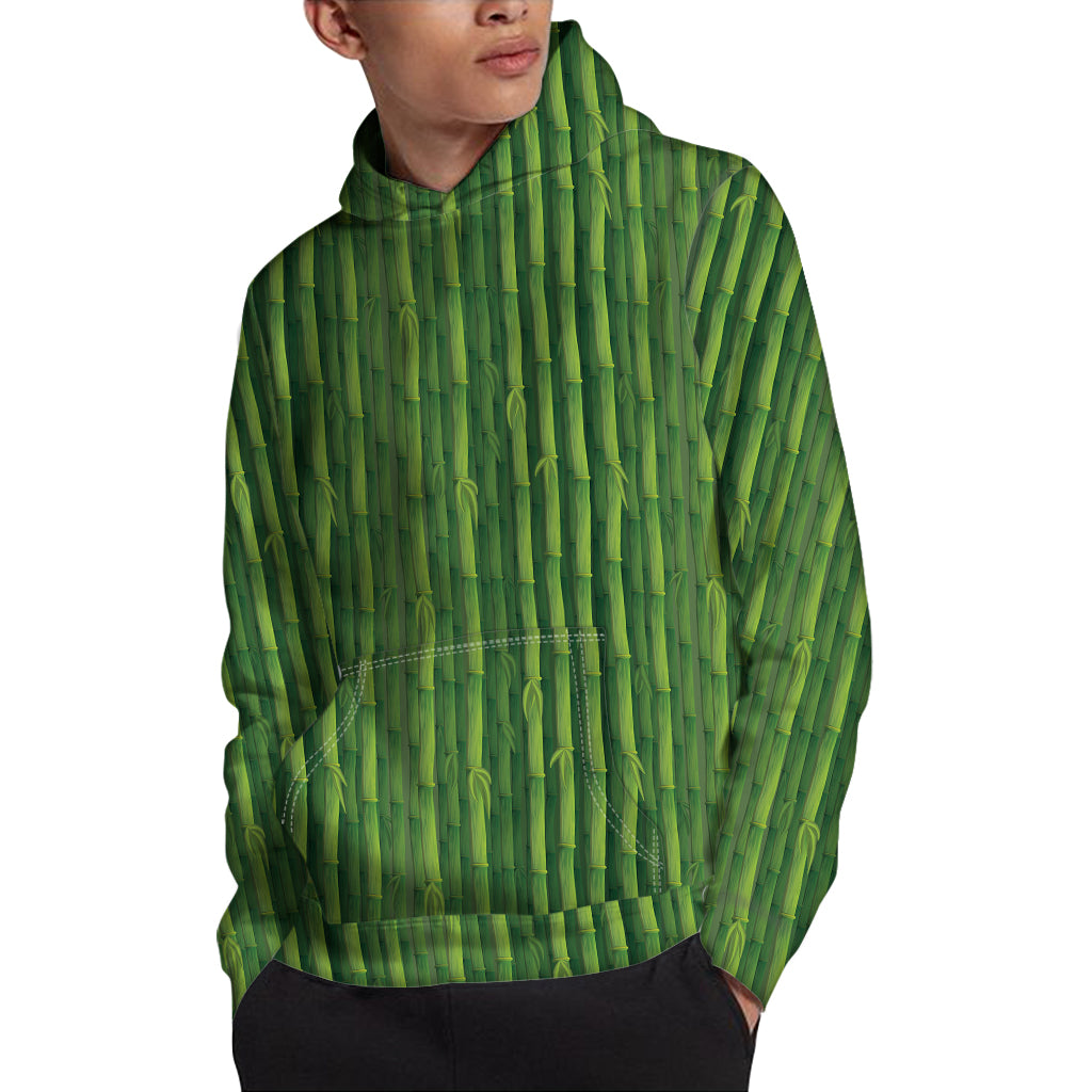 Green Bamboo Tree Pattern Print Pullover Hoodie