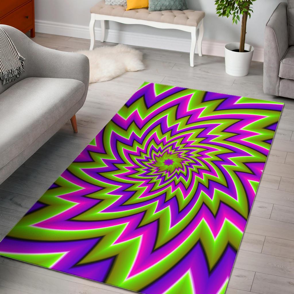 Green Big Bang Moving Optical Illusion Area Rug