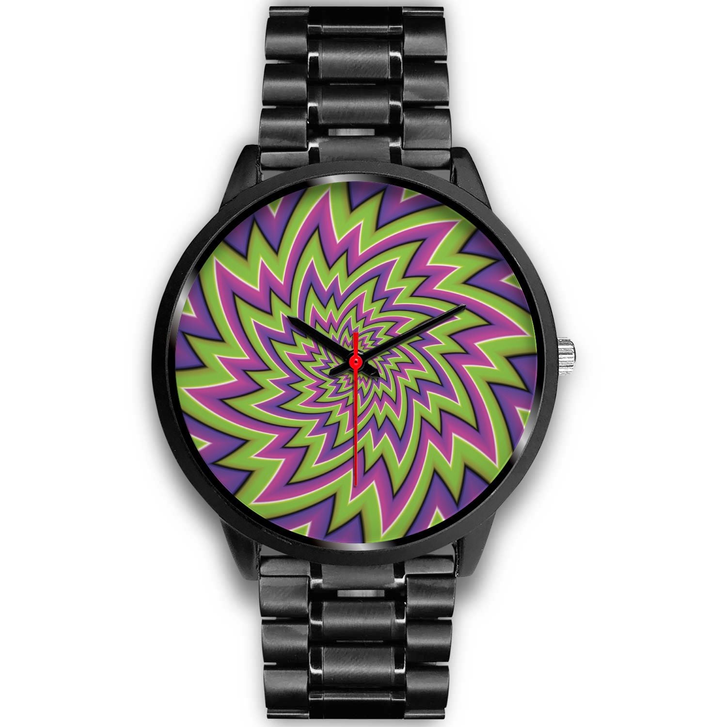 Green Big Bang Moving Optical Illusion Black Watch