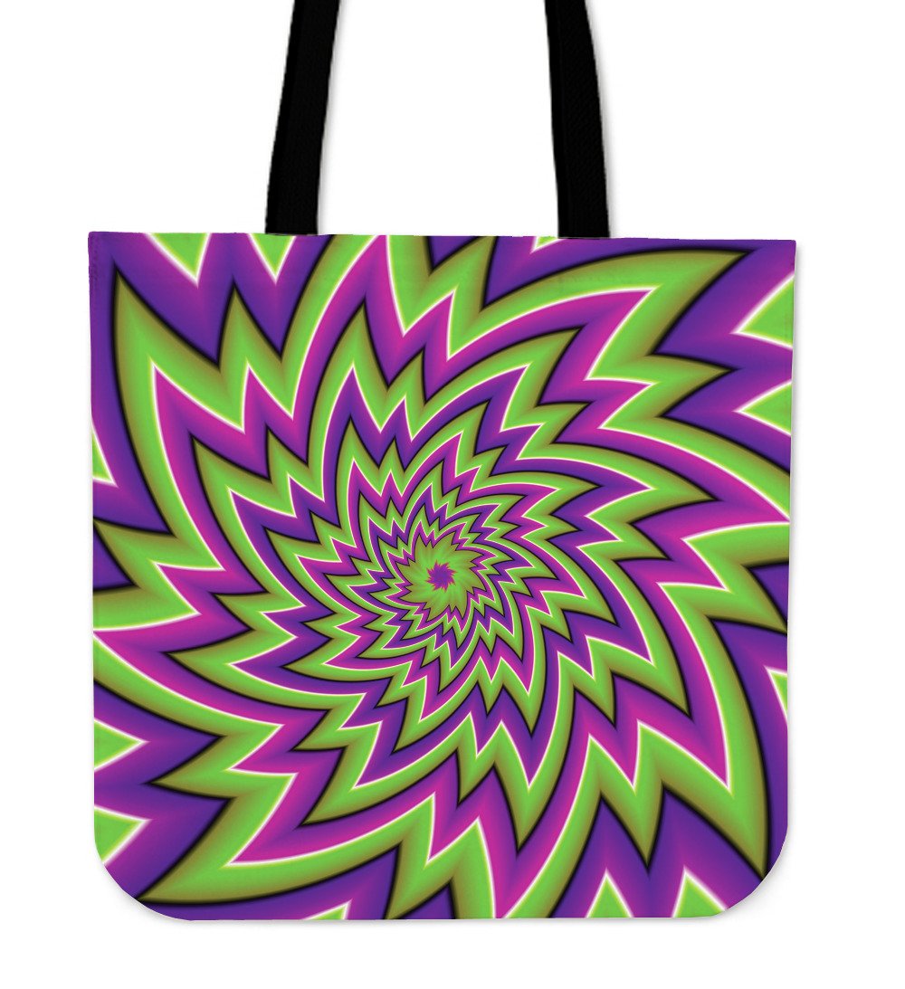 Green Big Bang Moving Optical Illusion Canvas Tote Bag