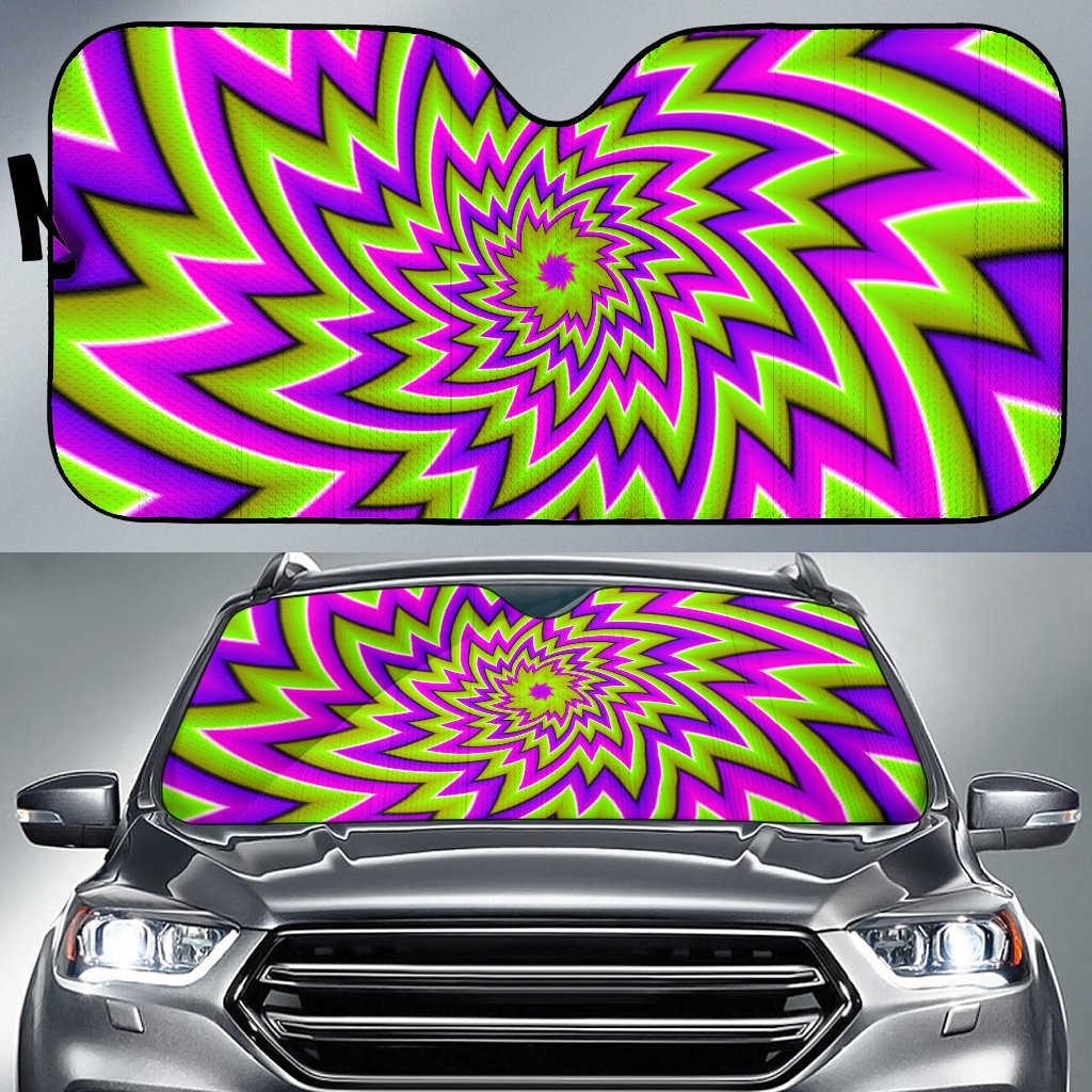 Green Big Bang Moving Optical Illusion Car Sun Shade