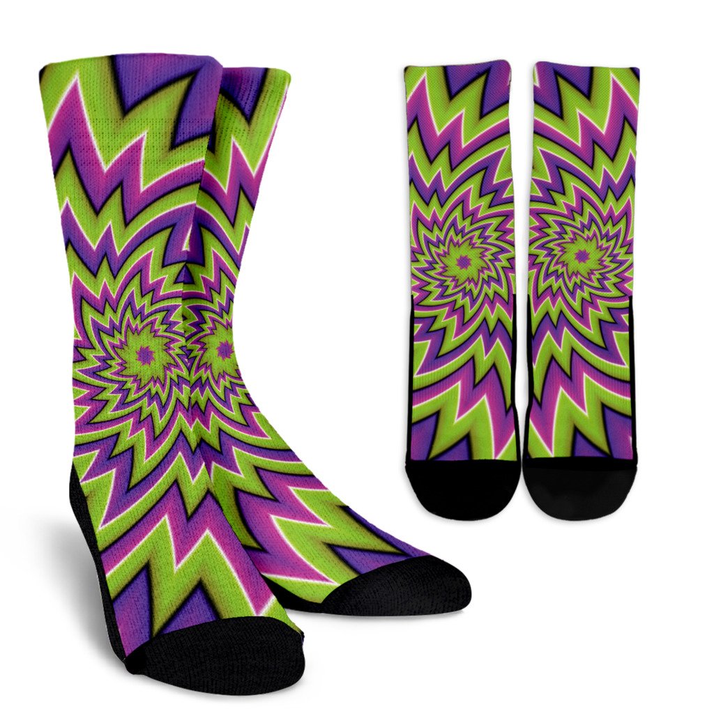 Green Big Bang Moving Optical Illusion Crew Socks