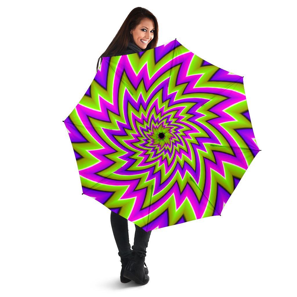 Green Big Bang Moving Optical Illusion Foldable Umbrella