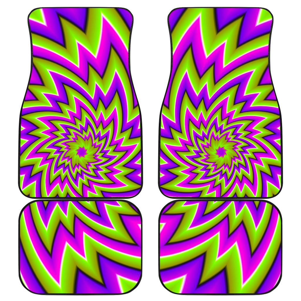 Green Big Bang Moving Optical Illusion Front and Back Car Floor Mats