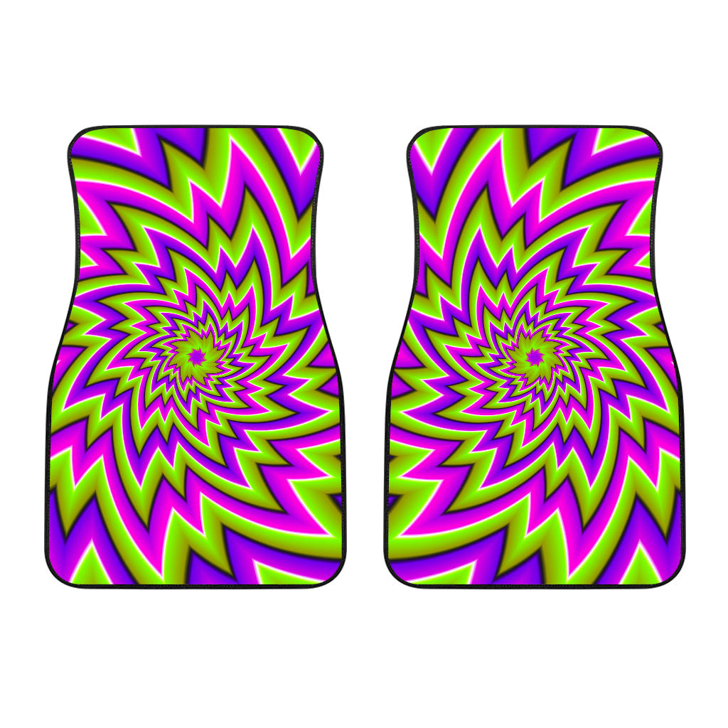 Green Big Bang Moving Optical Illusion Front Car Floor Mats