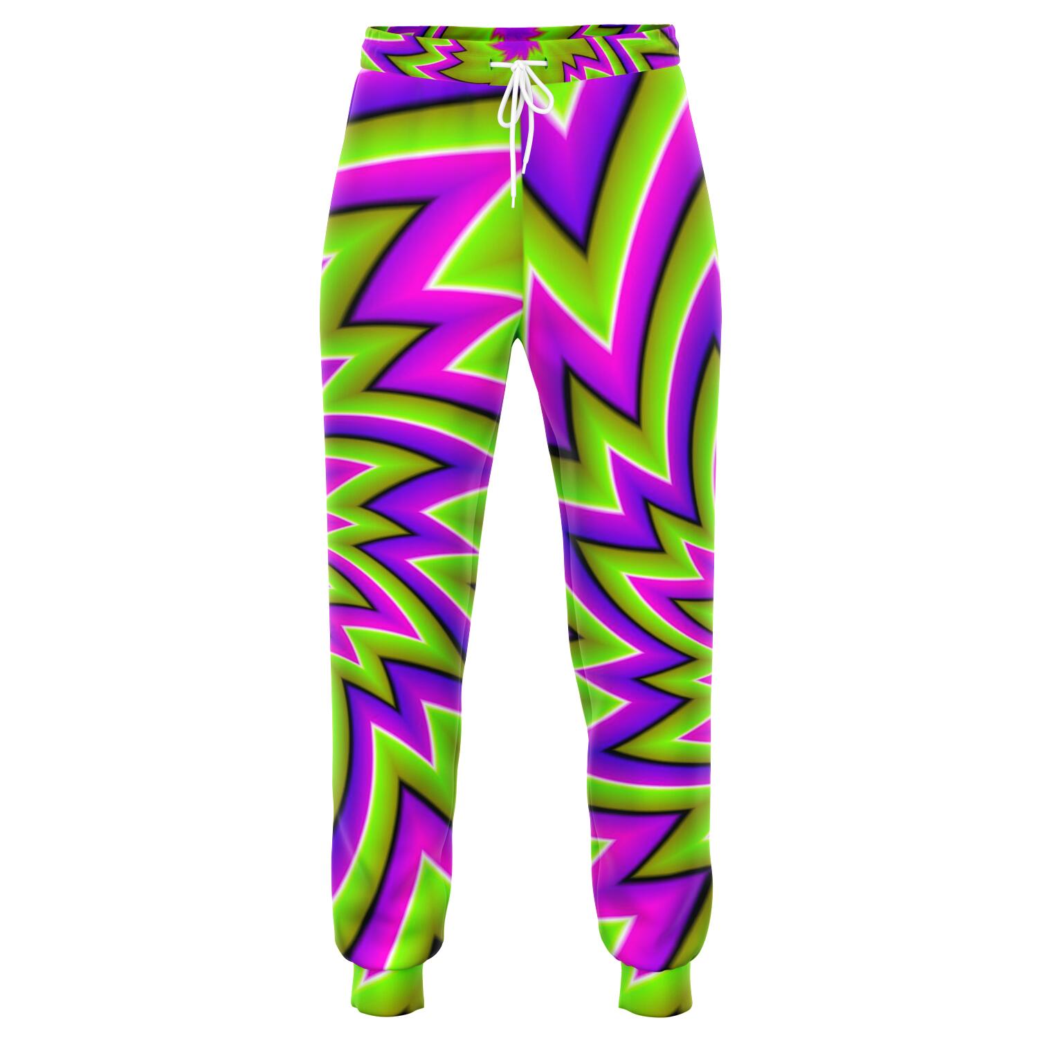 Green Big Bang Moving Optical Illusion Jogger Pants