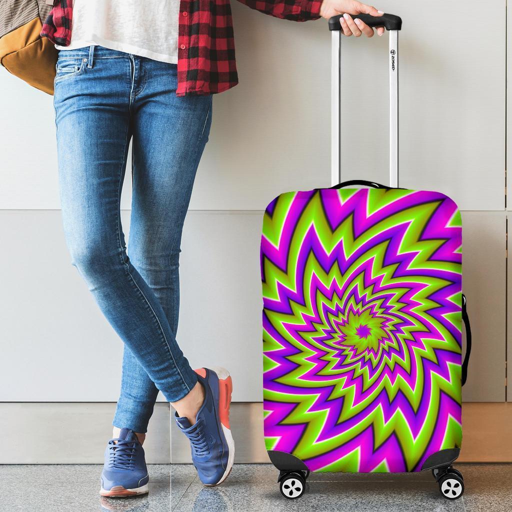 Green Big Bang Moving Optical Illusion Luggage Cover