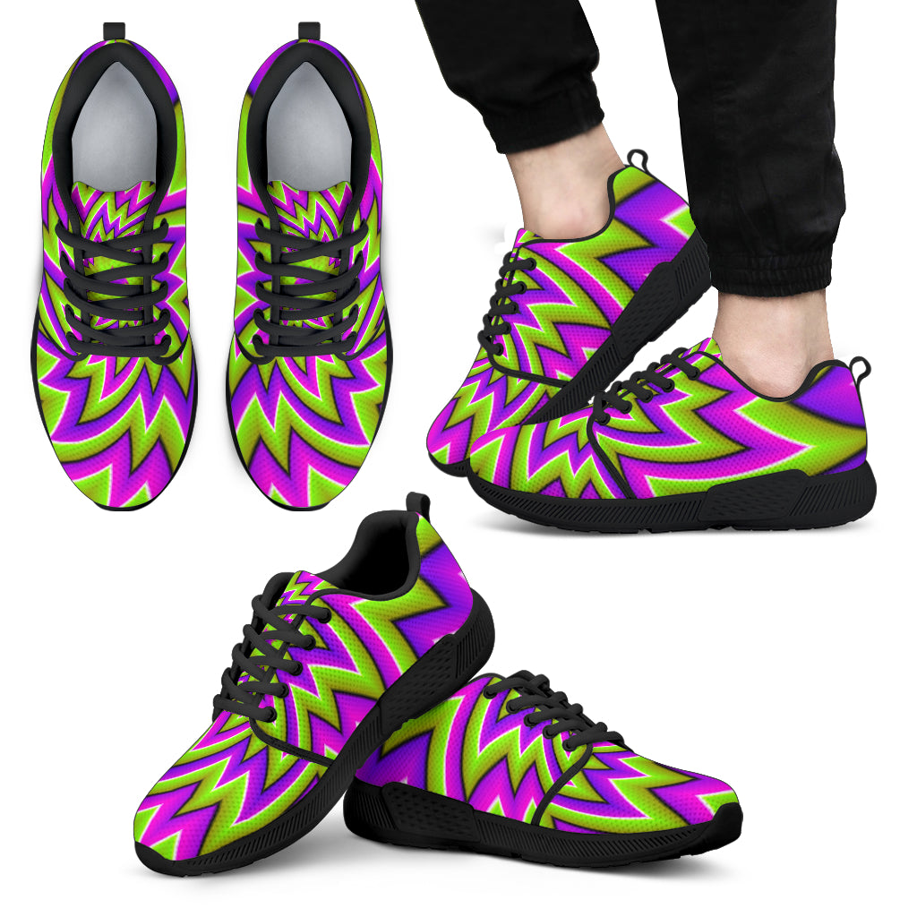 Green Big Bang Moving Optical Illusion Men's Athletic Shoes