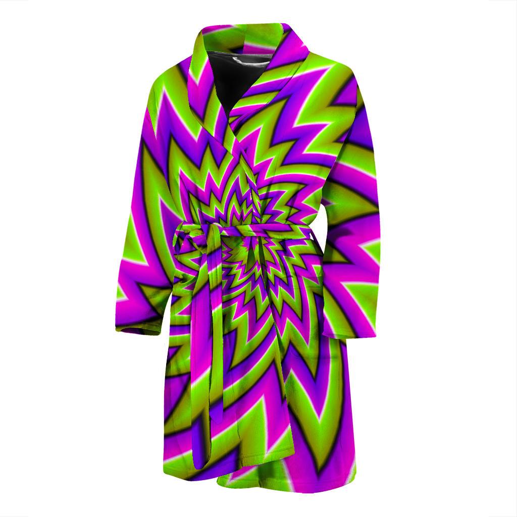 Green Big Bang Moving Optical Illusion Men's Bathrobe