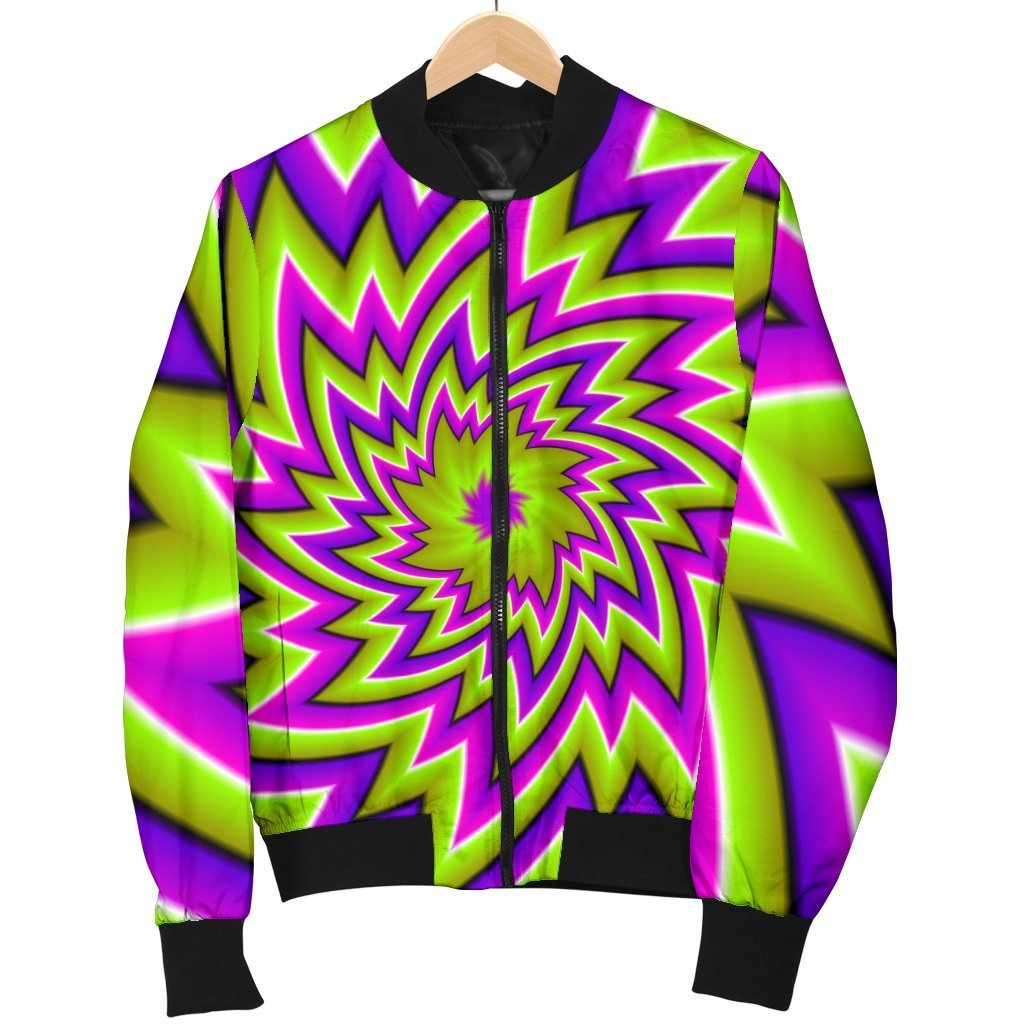 Green Big Bang Moving Optical Illusion Men's Bomber Jacket