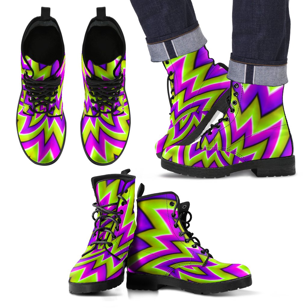 Green Big Bang Moving Optical Illusion Men's Boots