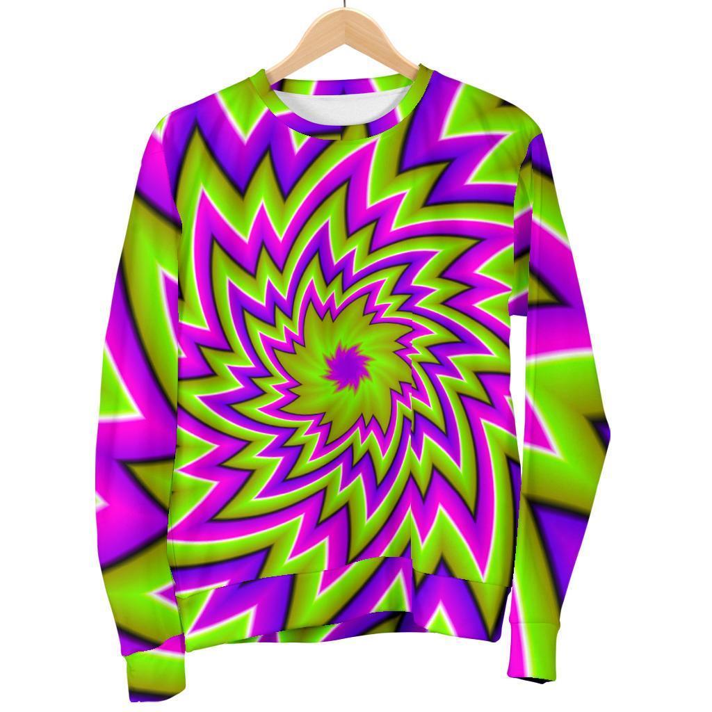 Green Big Bang Moving Optical Illusion Men's Crewneck Sweatshirt