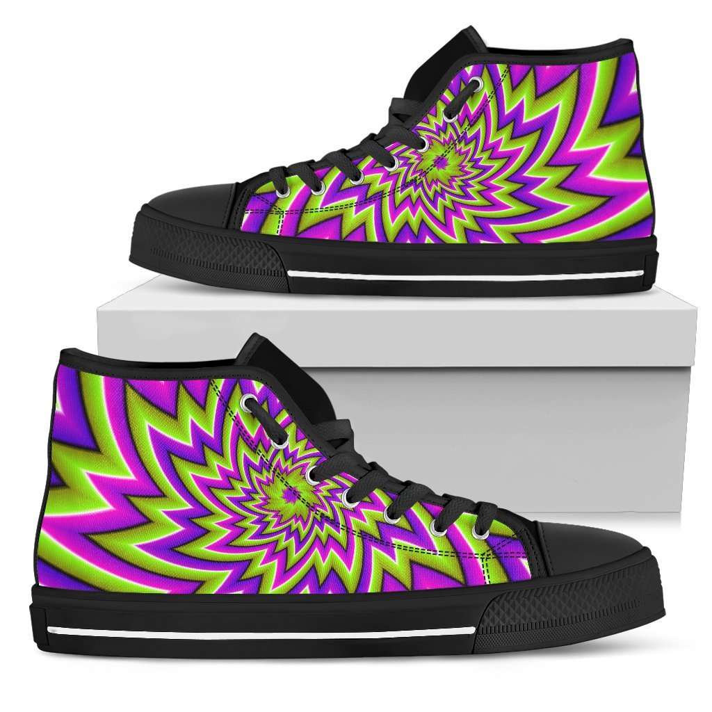 Green Big Bang Moving Optical Illusion Men's High Top Shoes