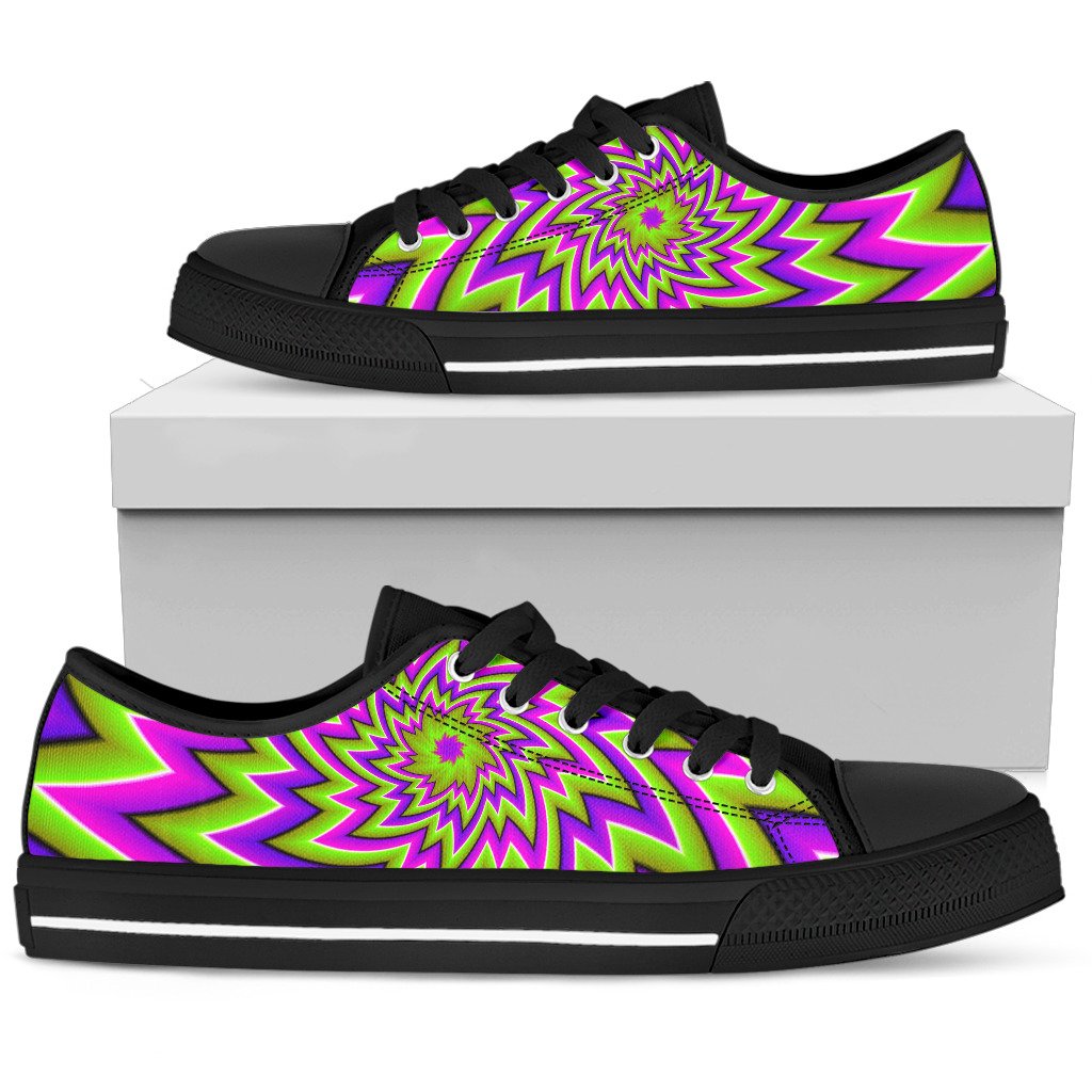 Green Big Bang Moving Optical Illusion Men's Low Top Shoes