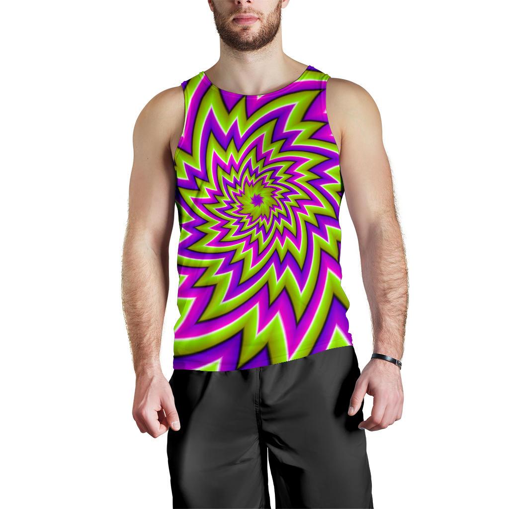 Green Big Bang Moving Optical Illusion Men's Tank Top