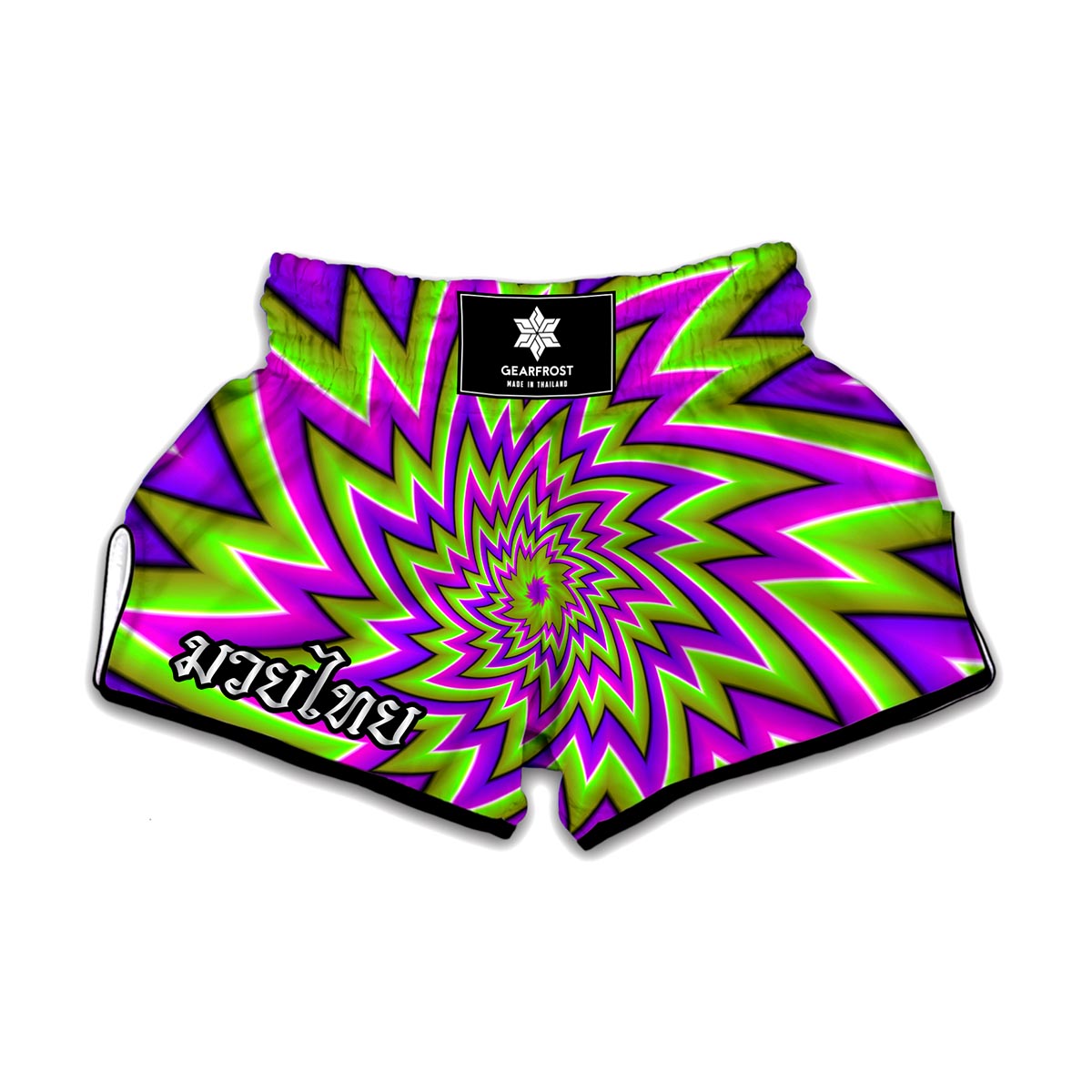 Green Big Bang Moving Optical Illusion Muay Thai Boxing Shorts