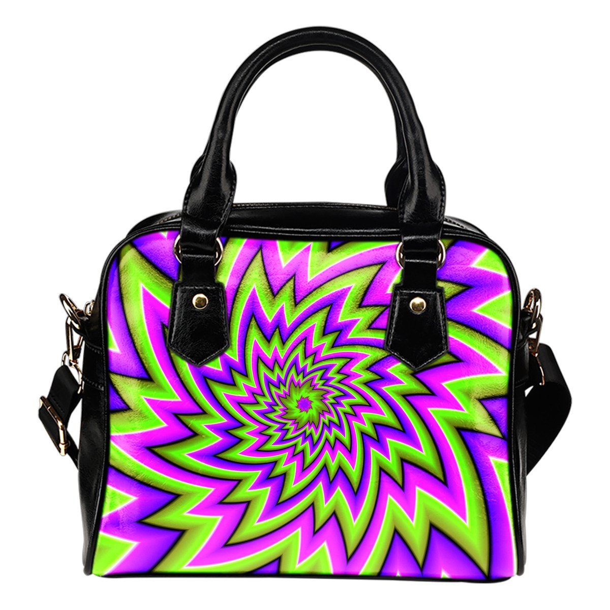 Green Big Bang Moving Optical Illusion Shoulder Handbag