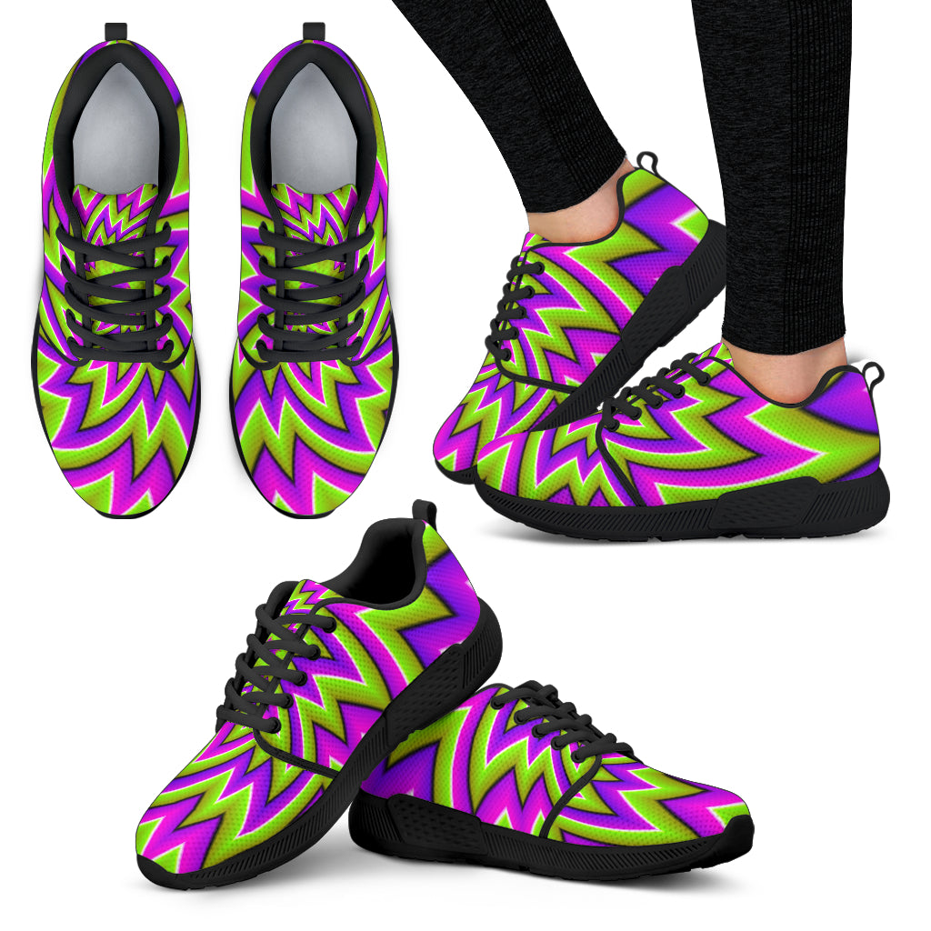 Green Big Bang Moving Optical Illusion Women's Athletic Shoes