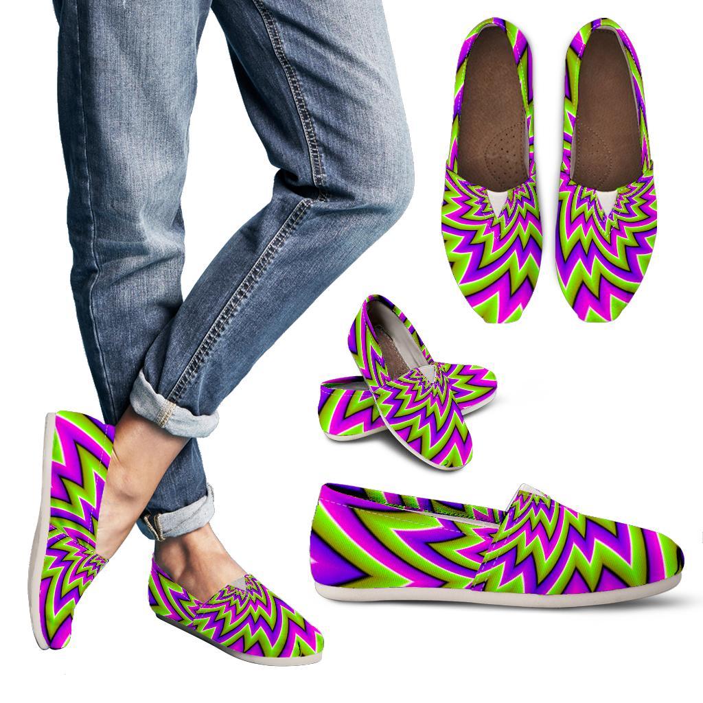 Green Big Bang Moving Optical Illusion Women's Casual Canvas Shoes