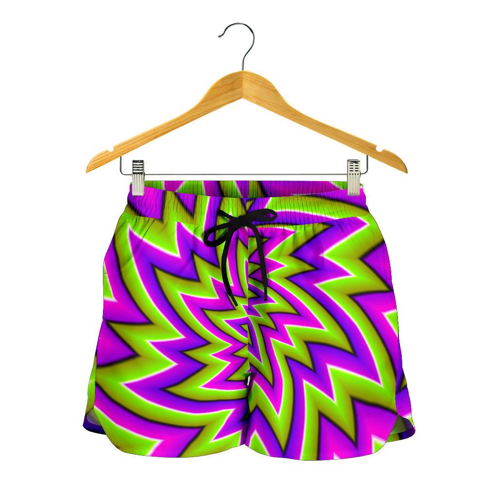 Green Big Bang Moving Optical Illusion Women's Shorts