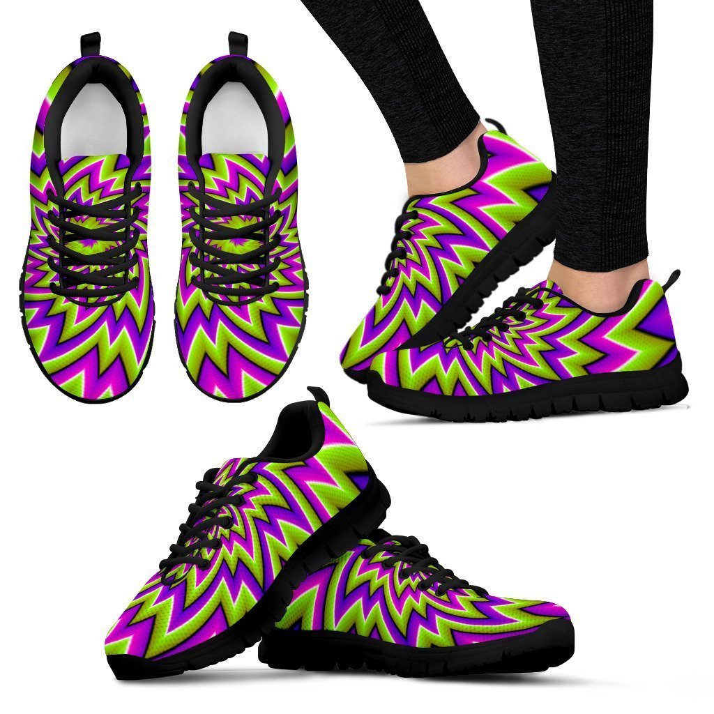 Green Big Bang Moving Optical Illusion Women's Sneakers