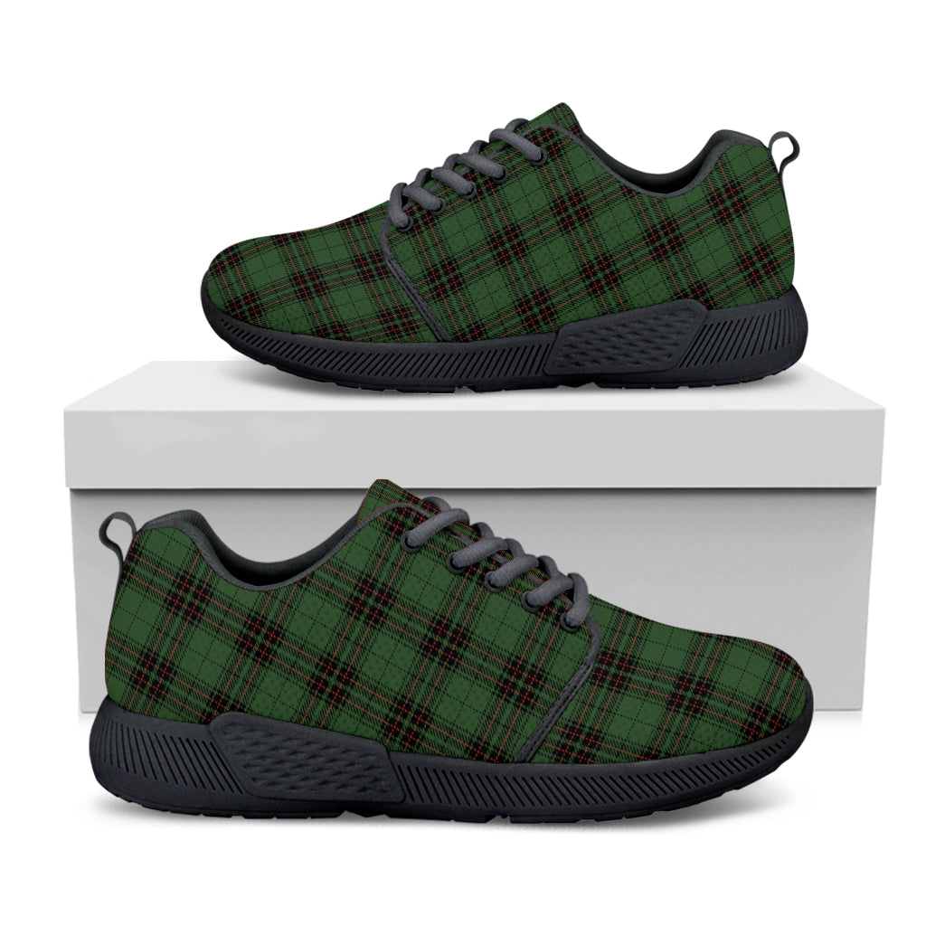 Green Black And Red Tartan Pattern Print Black Athletic Shoes