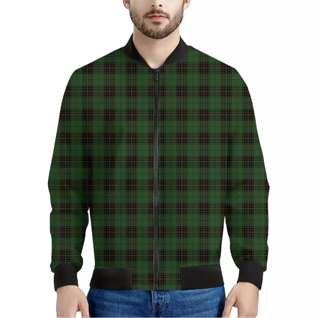 Green Black And Red Tartan Pattern Print Men's Bomber Jacket