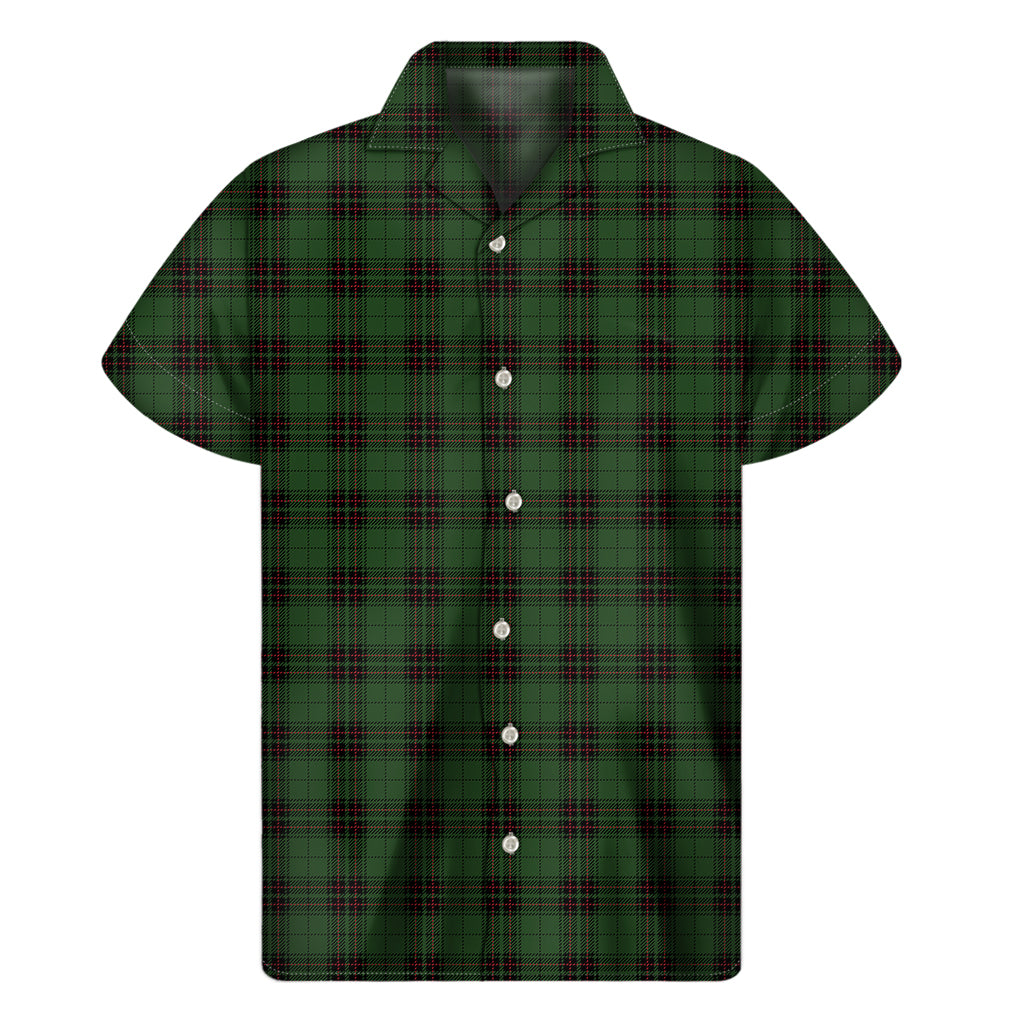 Green Black And Red Tartan Pattern Print Men's Short Sleeve Shirt